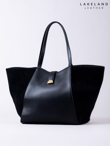 Lakeland Leather Black Hawkshead Suede and Leather Tote Bag (H57301) | 539 QAR