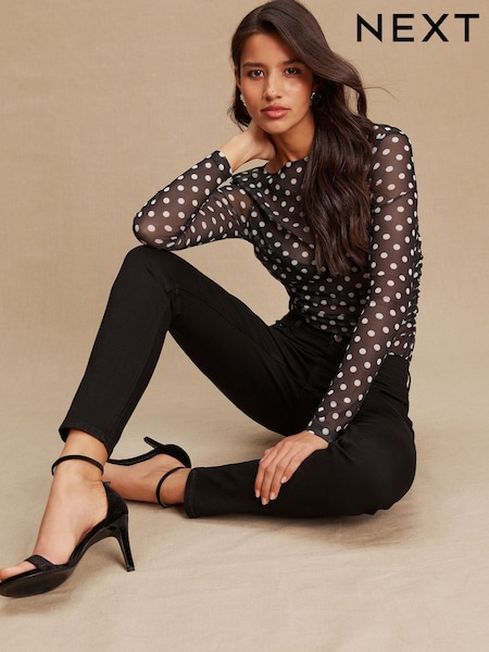 Black Mid Rise Stretch Skinny Jeans (H57333) | 132 QAR