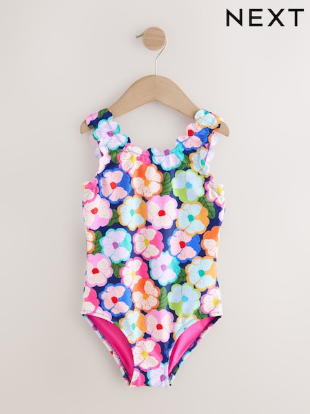 Multi Floral Scallop Edge Swimsuit (3-16yrs) (H57425) | AED61 - AED86
