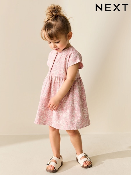 Pink Floral Jersey Dress (3mths-7yrs) (H57645) | AED41 - AED51