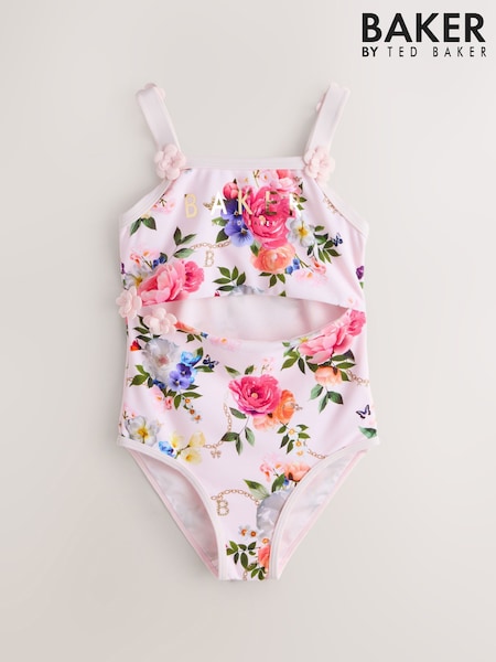 Baker by Ted Baker Pink Cut-Out Floral Printed Swimsuit (H57745) | AZN 71 - AZN 83