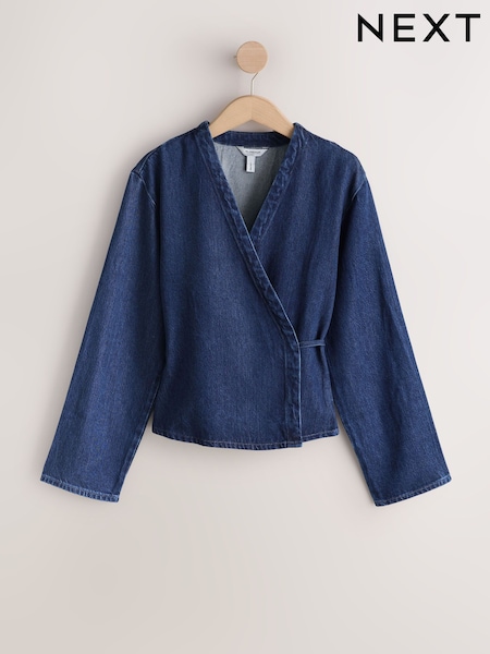 Rinse Denim N. Premium Asymmetrical Wrap Shirt (H57770) | AED159