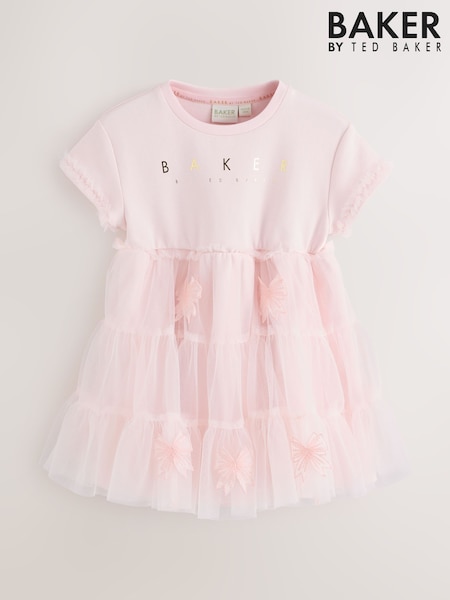 Baker by Ted Baker Pink Mesh 3D Bow Skirted Mockable Dress (H57785) | $80 - $87