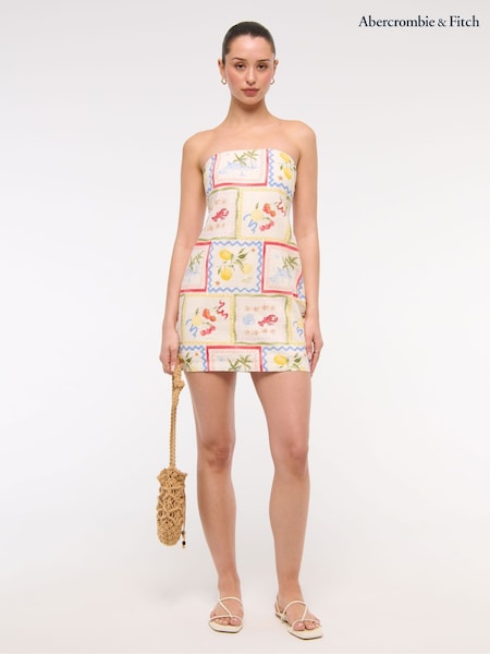 Abercrombie & Fitch Grey Strapless Linen Mini Dress (H57850) | R$ 575