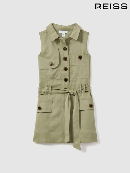 Reiss Khaki Lola 13-14 yrs Utility Style Belted Dress (H58043) | €95