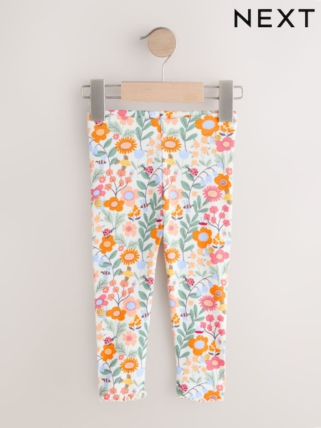 Orange Ditsy Floral Ribbed Leggings (3mths-7yrs) (H58074) | 26 QAR - 36 QAR