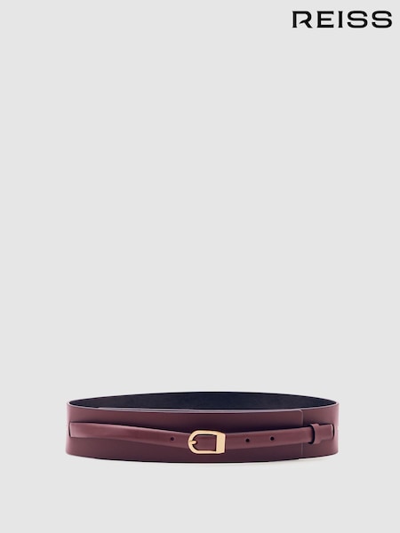 Reiss Burgundy Odell Leather Double-Strap Waist Belt (H58099) | €134