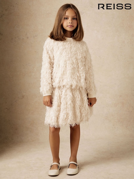 Reiss Ivory Roxy Fluffy Sequin-Embellished Top (H58115) | AED432