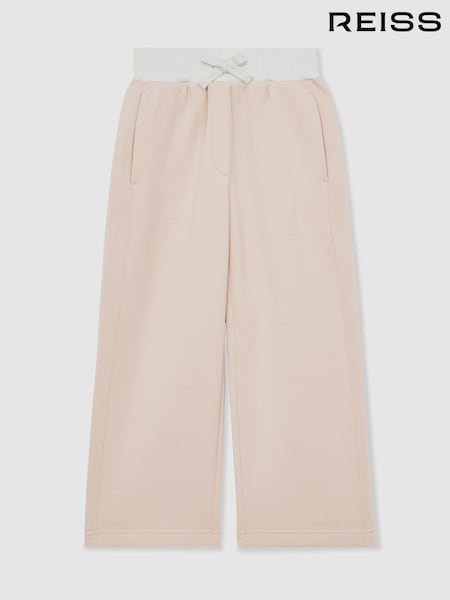 Reiss Neutral Laney Wide-Leg Interlock Drawstring Joggers (H58116) | 316 QAR