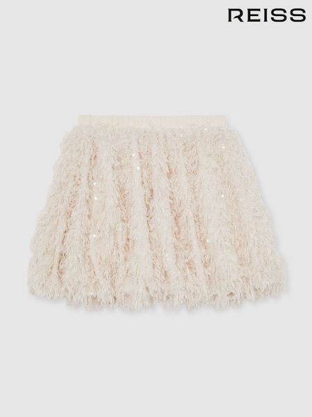 Reiss Ivory Roxy Fluffy Sequin-Embellished Skirt (H58117) | € 109