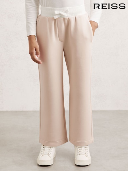 Reiss Neutral Laney Wide-Leg Interlock Drawstring Joggers (H58120) | 294 QAR