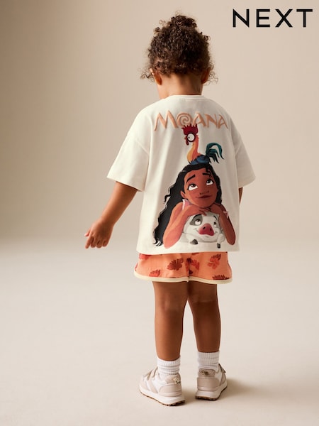 Coral/Ecru Disney Moana Short Sleeve Top and Shorts Set (3mths-7yrs) (H58149) | AED71 - AED91