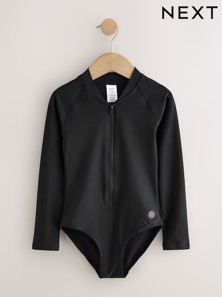 أسود - Long Sleeve Sunsafe Swimsuit (3-16yrs) (H58257) | ‏83 ر.ق. - ‏109 ر.ق.