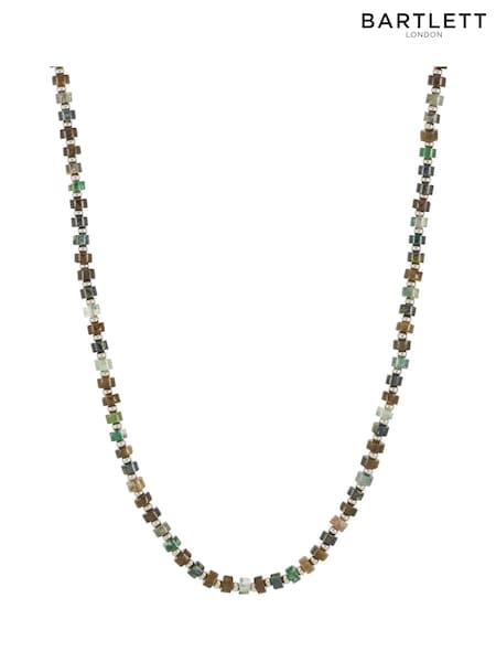 Bartlett Mens Silver Tone Mixed Green Gemstone Rondelle Necklace (H58267) | €62