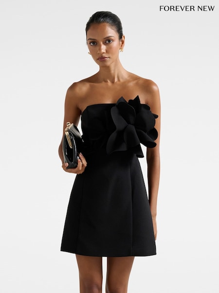 Forever New Black Tessa Petite Flower Mini Dress (H58314) | €154
