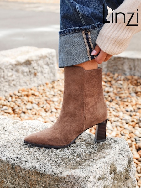 Linzi Natural Thorn Stacked Block Heel Ankle Boots (H58363) | AED262