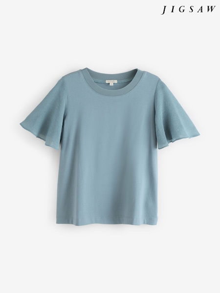 Jigsaw Blue Gauze Sleeve Jersey Top (H58381) | €101