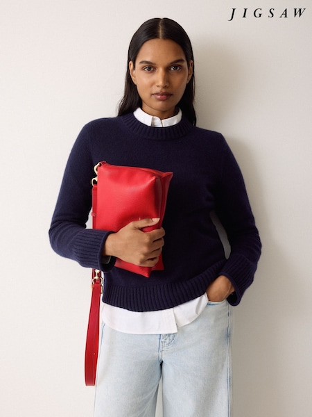 Jigsaw Red Ava Pebble Leather Cross-Body Bag (H58384) | AED844