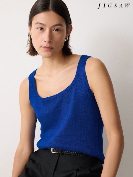 Jigsaw Blue Linen Square Neck Knitted Vest (H58389) | €101