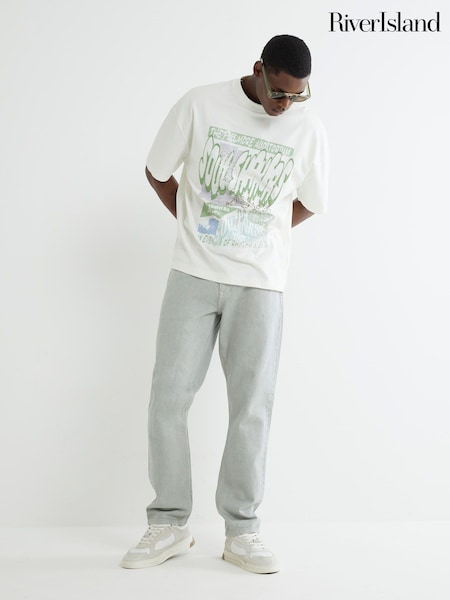 River Island Grey Straight Fit Jeans (H58405) | €51