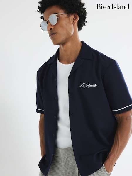 River Island Blue Embroidered Shirt (H58407) | R$ 415