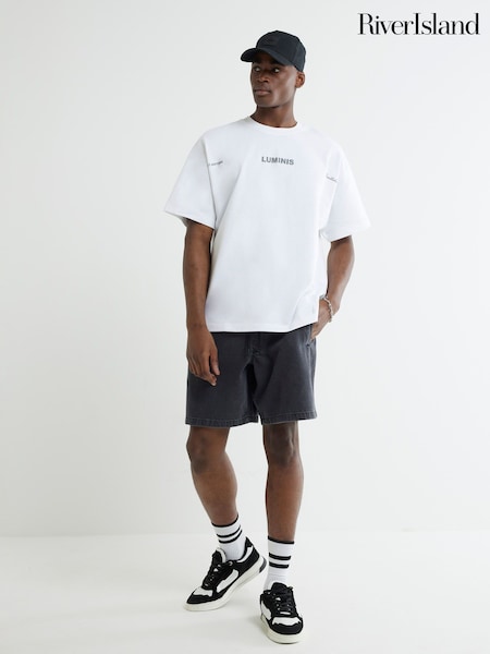 River Island Black Regular Fit Denim Pull On Shorts (H58408) | €43