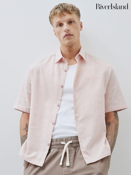 River Island Pink Boxy Linen Look Shirt (H58409) | €42