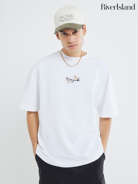 River Island White Oversized Kanyaki T-Shirt (H58420) | R$ 255