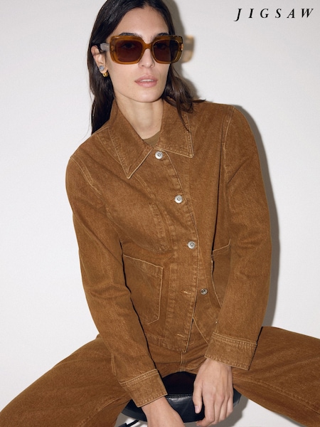 Jigsaw Brown Cooper Denim Cropped Jacket (H58433) | €173