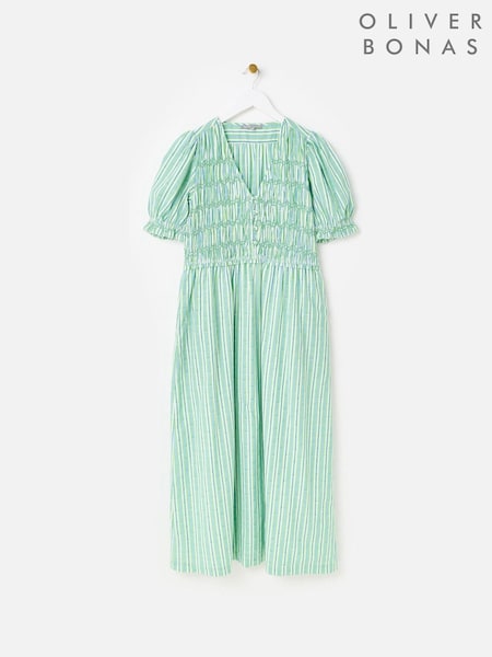 Oliver Bonas Stripe Smock Bodice Midi Dress (H58593) | ‏392‏₪