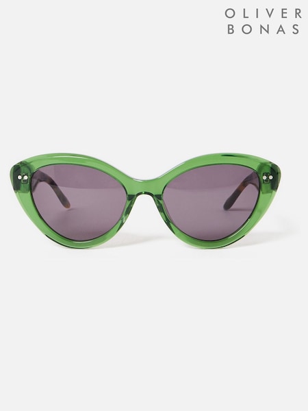 Oliver Bonas Green Faux Tortoiseshell Cateye Sunglasses (H58594) | R$ 590