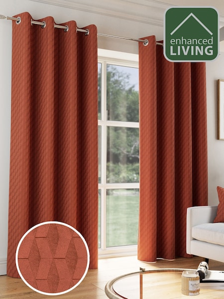 Enhanced Living Orange Tokyo Thermal Room Darkening Eyelet Curtains (H58641) | €36 - €107
