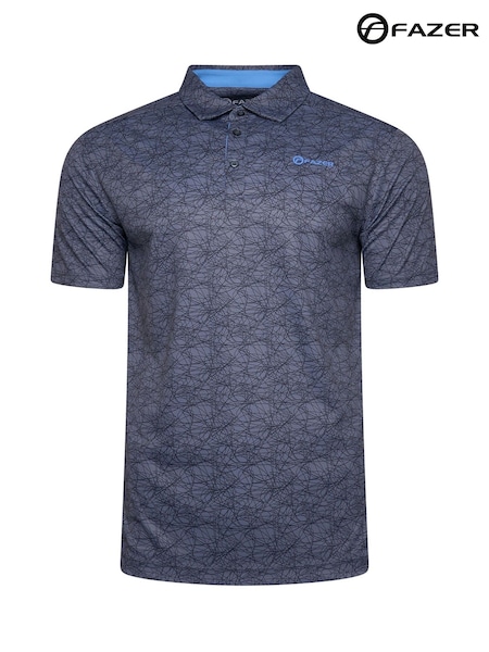 Fazer Mens Chester Scribble Golf Black Polo Shirt (H58662) | €37