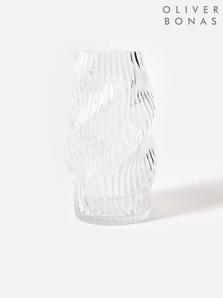 Oliver Bonas Clear Zuhur Ribbed Glass Vase (H58771) | €31