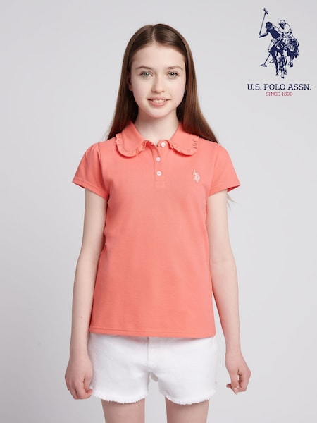 U.S. Polo Assn. Orange Girls Scallop Collar Polo Shirt (H58818) | €37 - €45