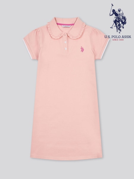 U.S. Polo Assn. Pink Girls Frill Collar Polo Dress (H58825) | €63 - €77