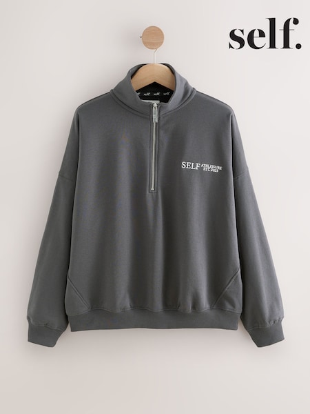self. Charcoal Grey Half Zip Sweatshirt (H58838) | €39