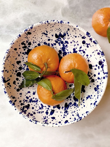 Hot Pottery Set of 4 Blueberry Splatter Pasta Bowls (H58855) | R$ 985