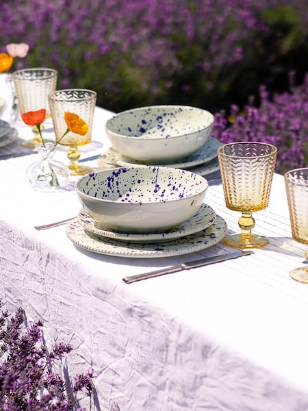 Hot Pottery 12 Piece Blueberry Splatter Signature Dinner Set (H58870) | R$ 2.685