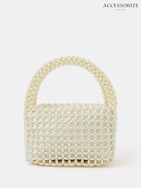 Accessorize Natural Mini Bridal Cloud Pearl Beaded Bag (H58893) | R$ 590