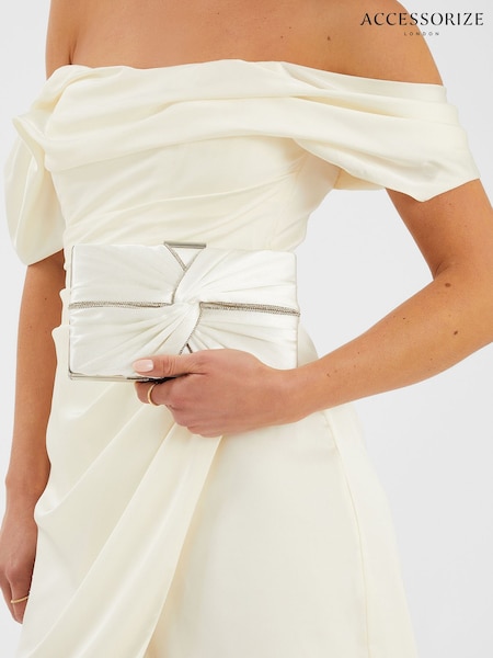 Accessorize Natural Bridal Satin Pleat Clutch Bag (H58898) | R$ 395