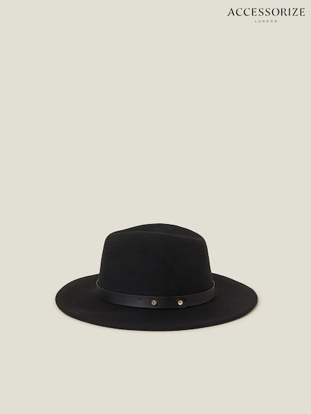 Accessorize Black Wool Fedora Hat (H58912) | LEI 238