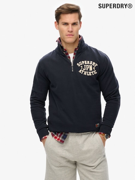 Superdry Blue Vintage Athletic Half Zip Jumper (H58932) | R$ 590