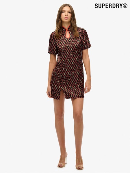 Superdry Black Mandarin Jacquard Mini Dress (H58953) | € 91