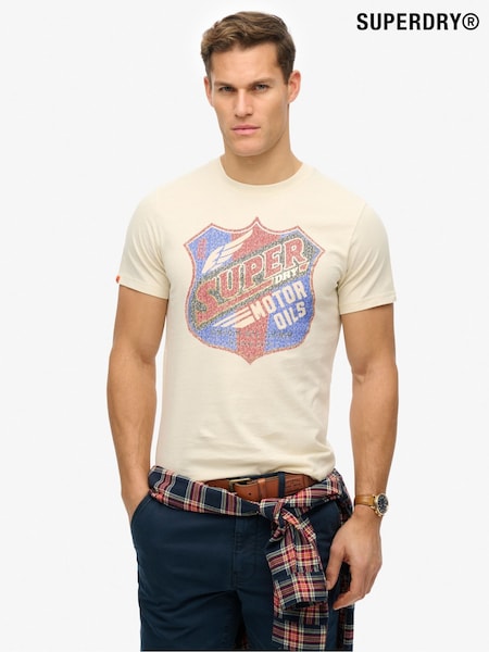 Superdry Cream Relaxed Gasoline Graphic T-Shirt (H58960) | R$ 295