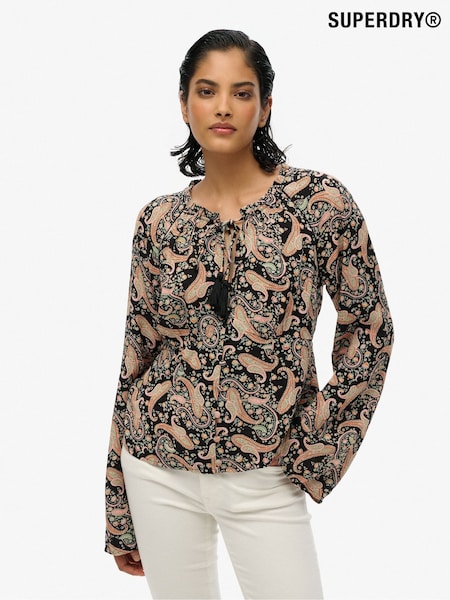 Superdry Black Printed Long Sleeve Blouse (H58966) | €65
