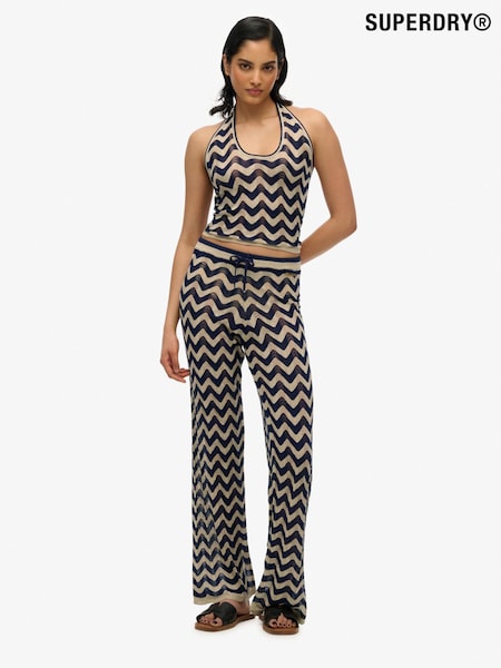 Superdry Blue Zigzag Knit Wide Trousers (H58970) | AZN 138