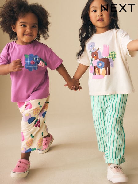 Purple/Green Top & Trousers Set 2 Pack (3mths-7yrs) (H58984) | 130 QAR - 151 QAR