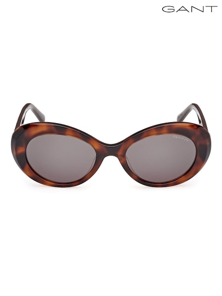 GANT Brown Oval Sunglasses In Dark Havana (H59052) | €154