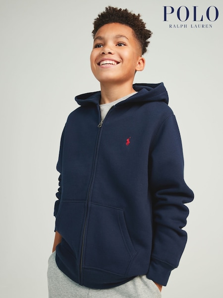Polo Ralph Lauren Blue Boys Zip Through Logo Hoodie (H59088) | €101 - €113